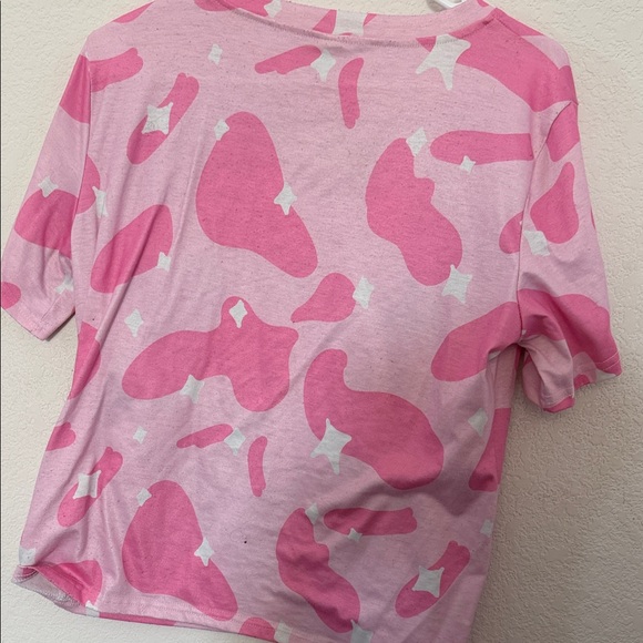 ROMWE Pink and White Graphic anime Tee - Picture 6 of 6